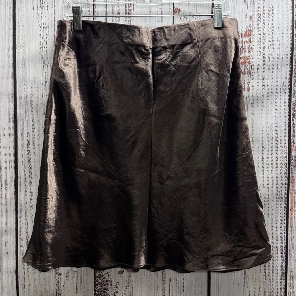 Aritzia Babaton Brown Satin Slip Pull On Mini Skirt Size 14 - Image 3