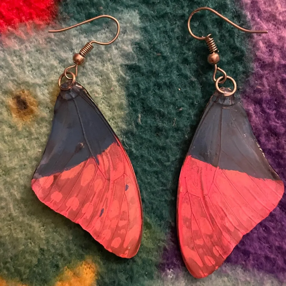 Handmade Butterfly Wing Earrings Black - Image 4