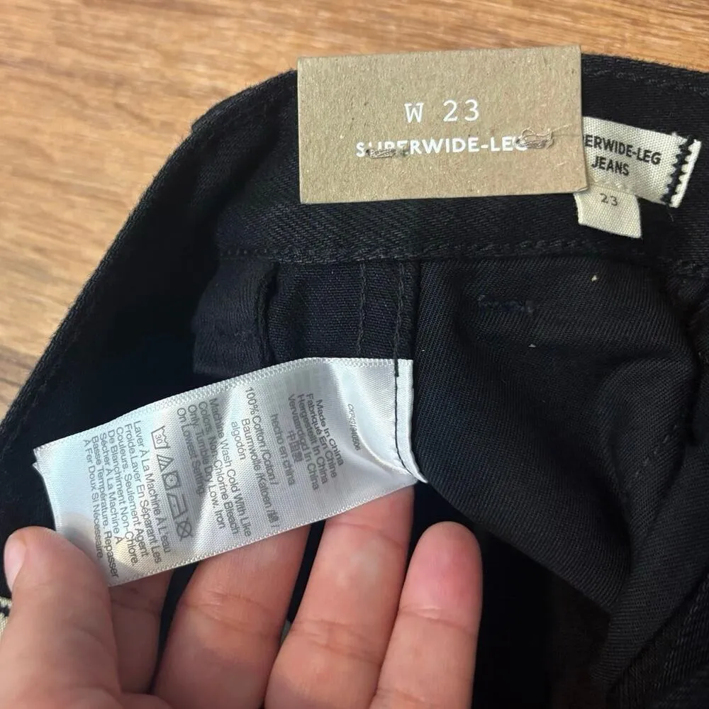 NWT Madewell Superwide-Leg Trouser Jeans In Black Rinse Wash Size 23 - Image 7