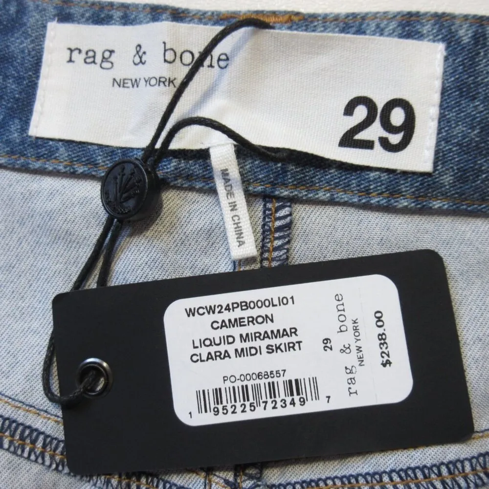 NWT rag & bone Clara Midi in Cameron Liquid Miramar Photo Printed Jean Skirt 29 - Image 7