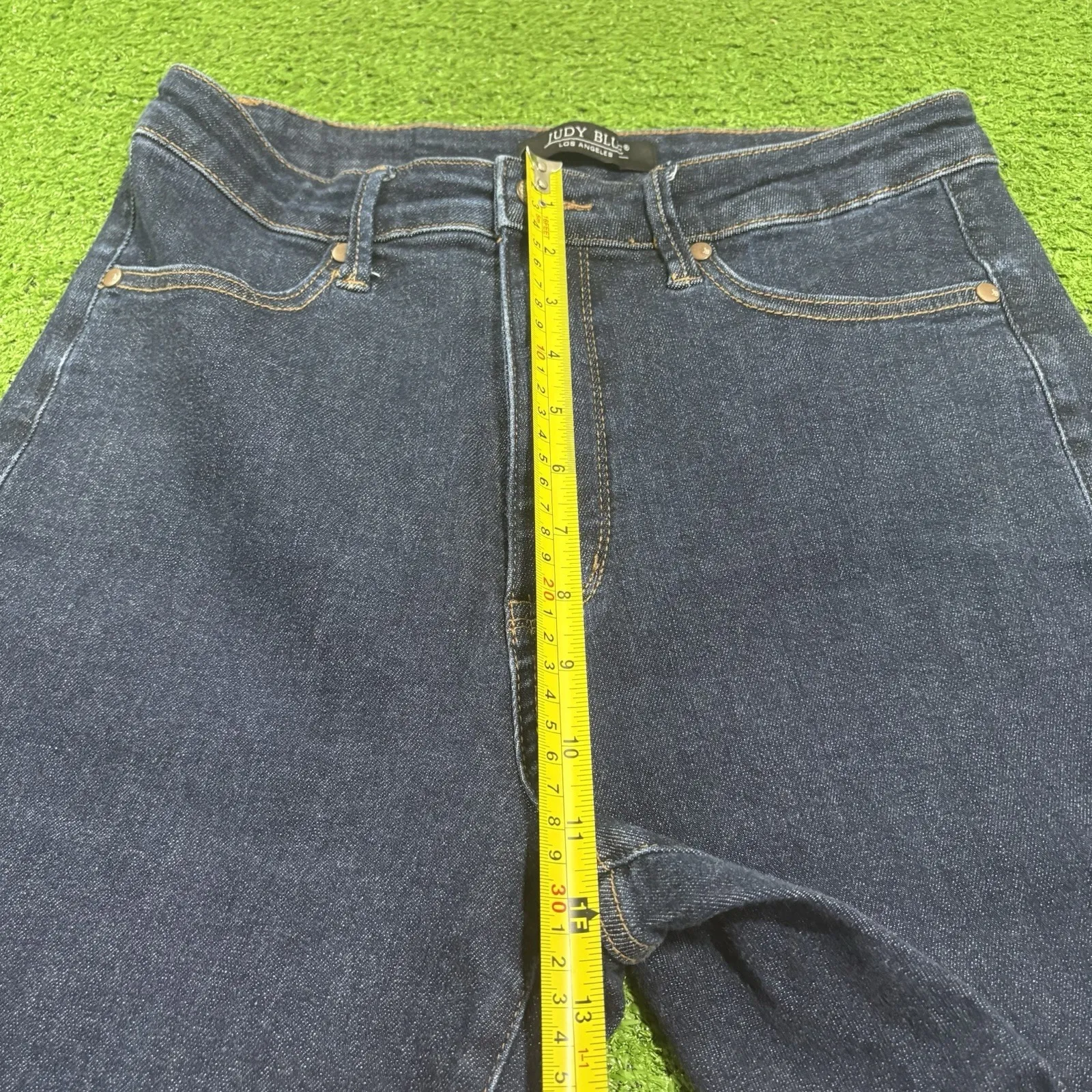 Judy Blue Size 11/30 Wide Leg Dark Wash Denim Cropped Jeans High Rise Tummy Ctrl - Image 5