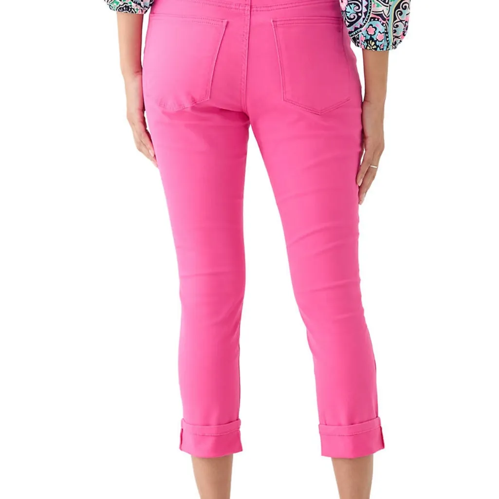 CROWN & IVY High-Rise Cotton Skinny Crop Jeans in Pink Pop, 20W - Image 3