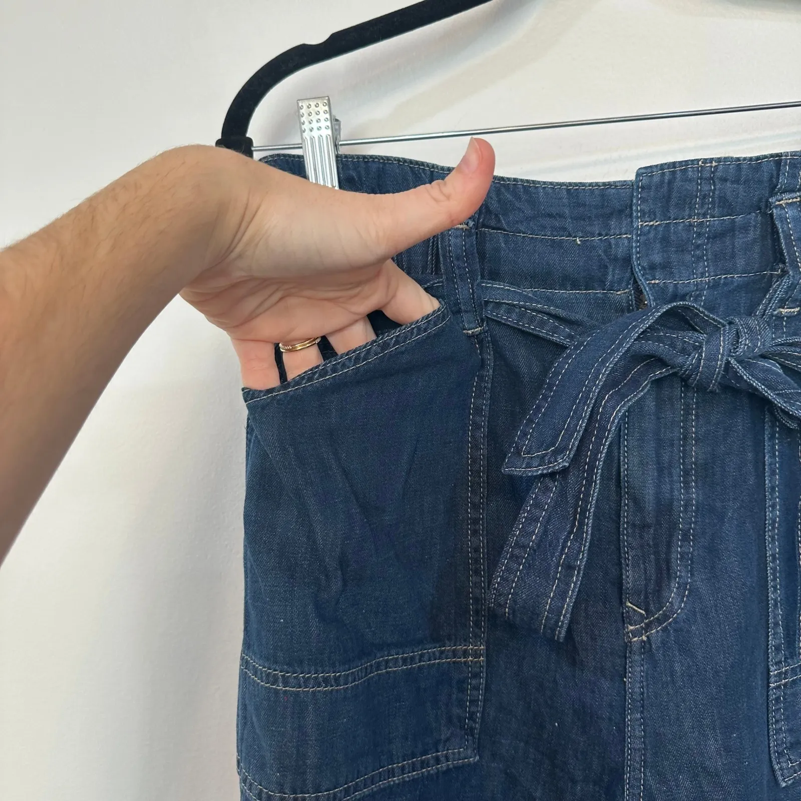 Polo Ralph Lauren Womens Paperbag Jeans 27 Blue Waist Tie Jogger - Image 9