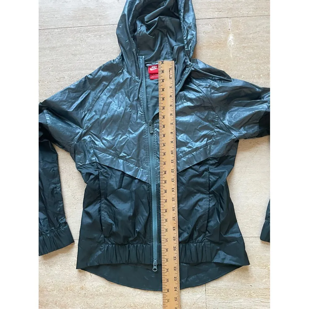 Nike women Lightweight Windbreaker Running hooded Jacket Grey Athletic Zip-Up XS - Image 4