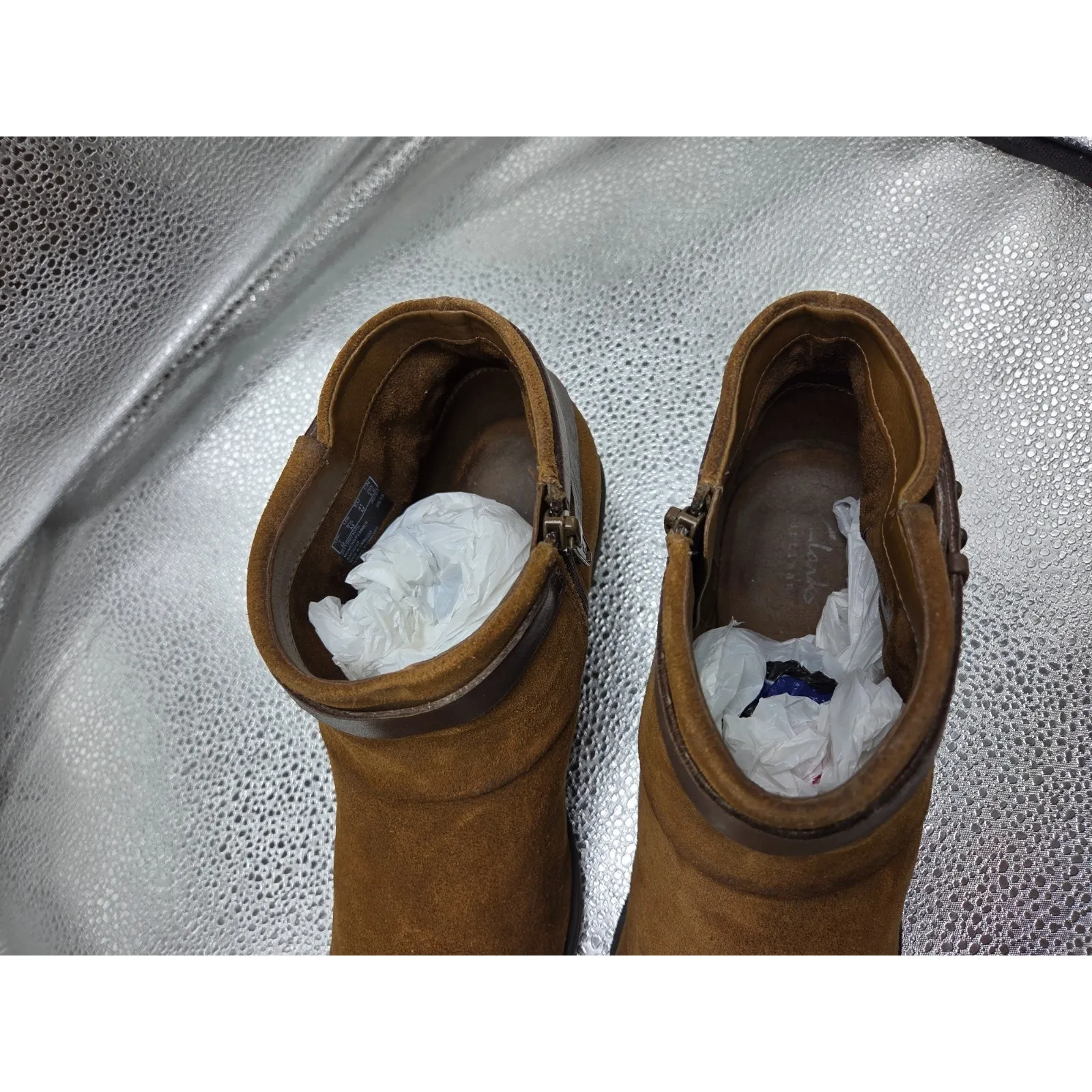 Clarks Artisan Women's Gelata Freeza Booties Brown Leather Ankle Shoes 9.5M - Image 3