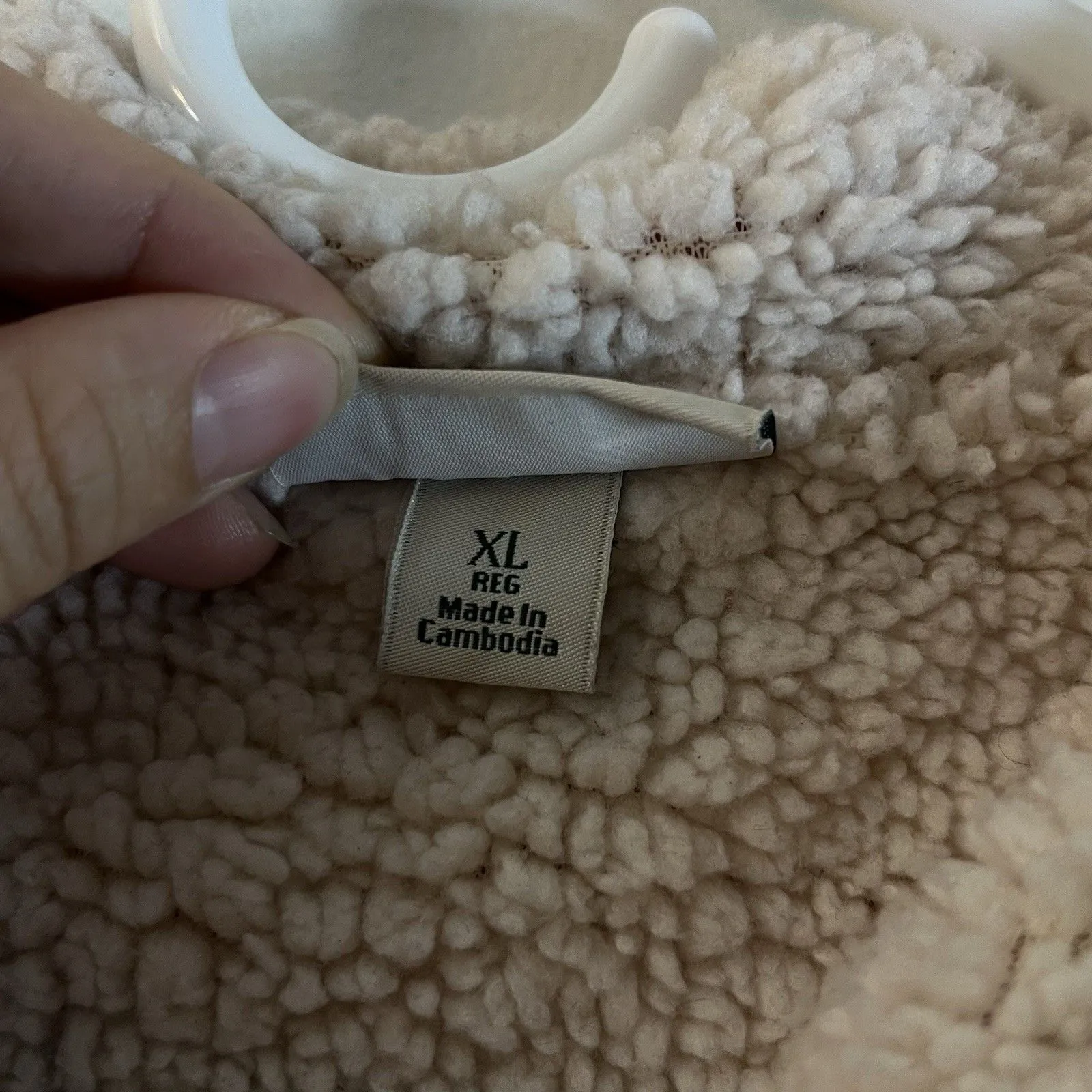 L.L. BEAN Jacket Sz XL Women Red Striped Full Zip Pocket Sherpa Collar - Image 4