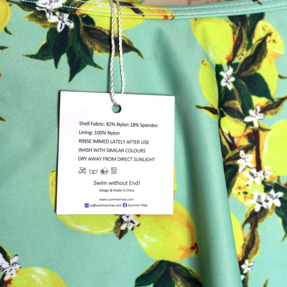 Hello Summer Mint Lemon Off The Shoulder Swimsuit Size M - Image 4