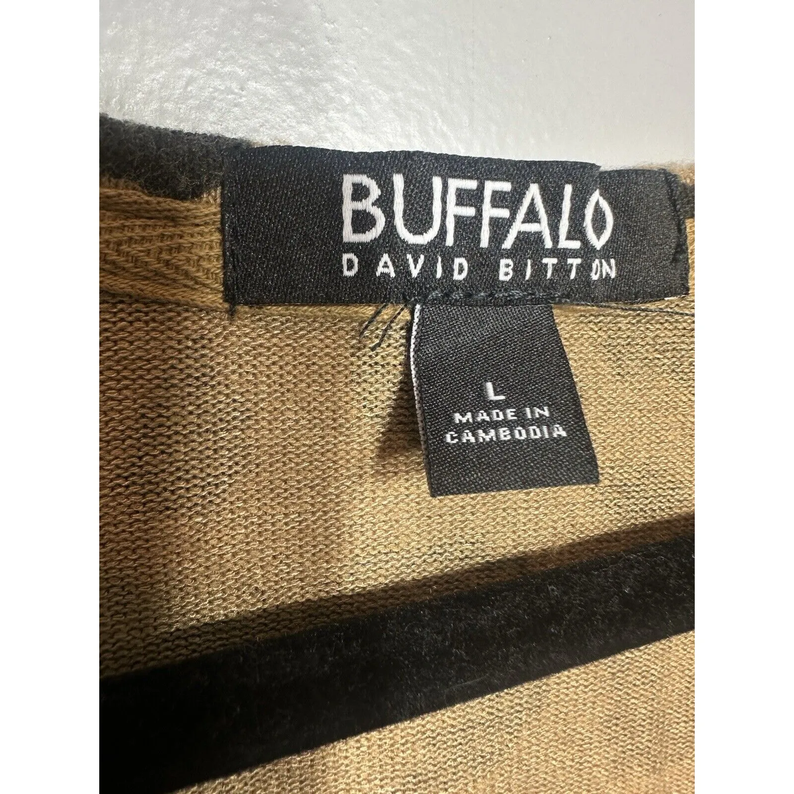 Buffalo David Bitton Cheetah Pullover Sweatshirt TopTan/Black Soft Size Large Brown - Image 3