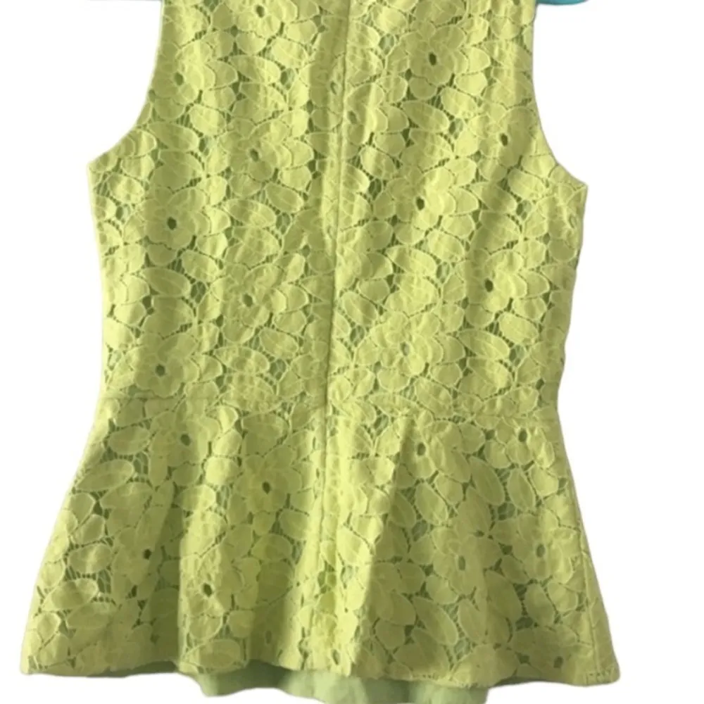 ANNIE GRIFFIN CHARLOTTE PEPLUM CITRUS LACE EYELET FLORAL SLEEVELESS TOP - Image 3