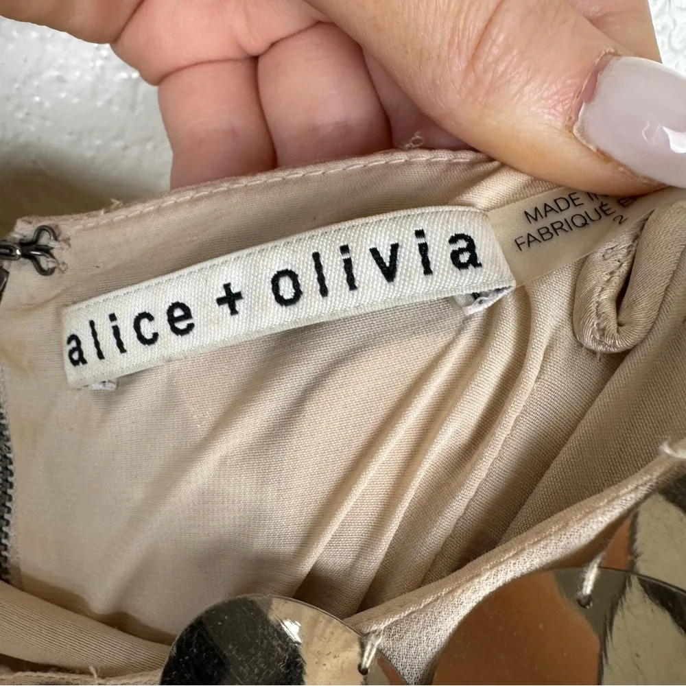 Alice + Olivia Contessa Paillette-Embellished Crepe De Chine Mini Dress Gold 2 - Image 8