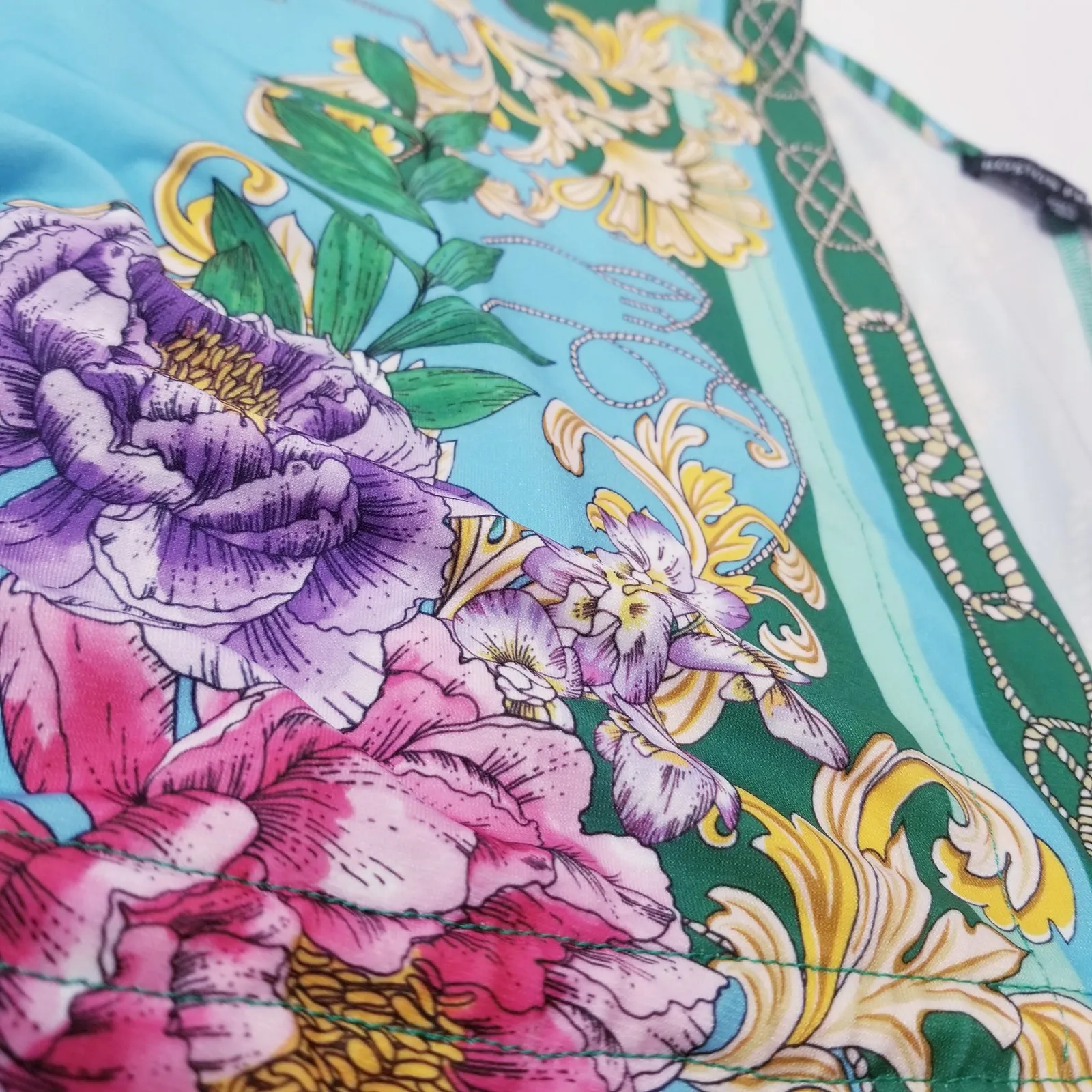 Boston Proper Colorful Floral Prints Maxi Dress Plunging Neckline Empire Waist - Image 15