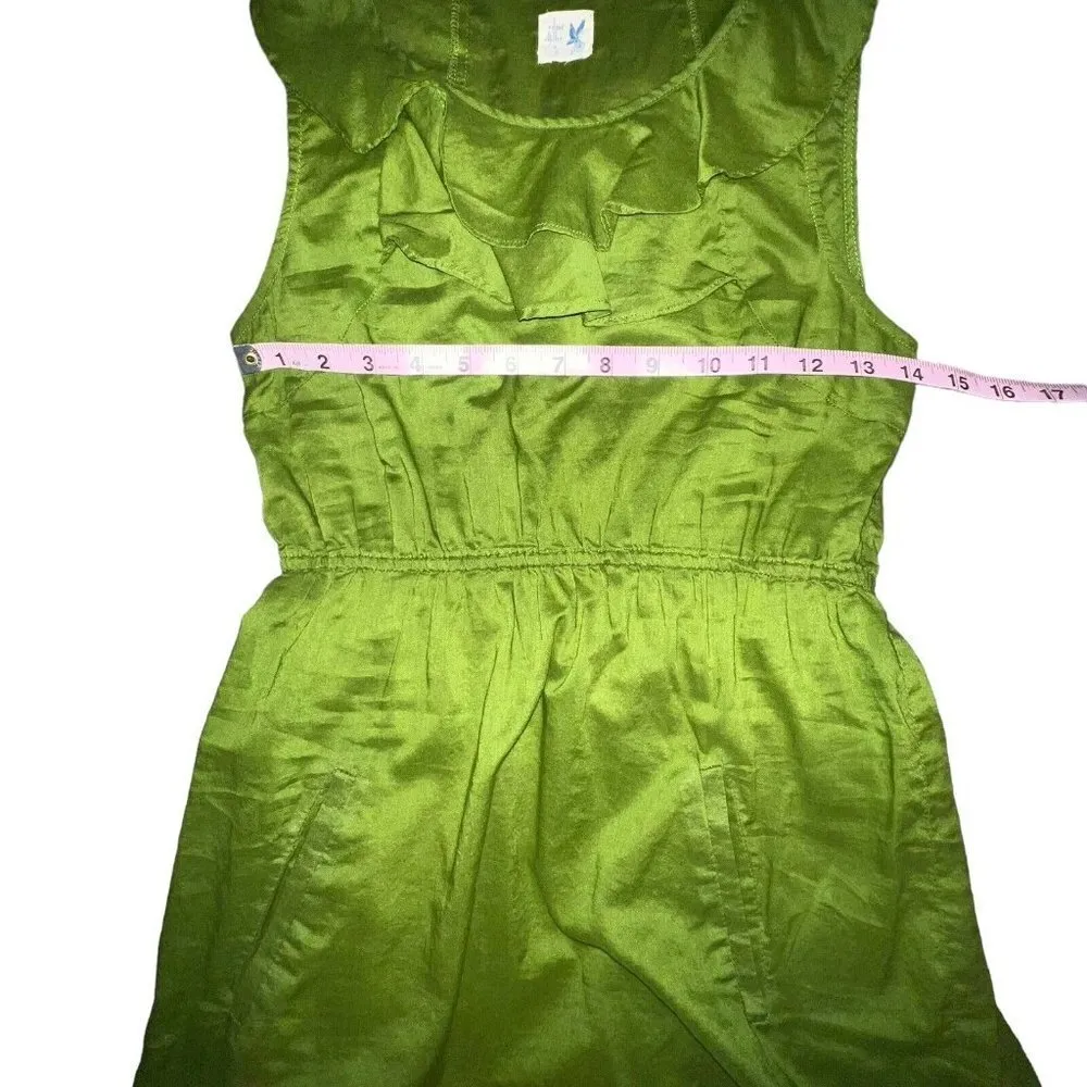 Anthropologie‎ Edme Esylite Green Shift Mini Dress Women Size 4 Ruffled Neckline - Image 4