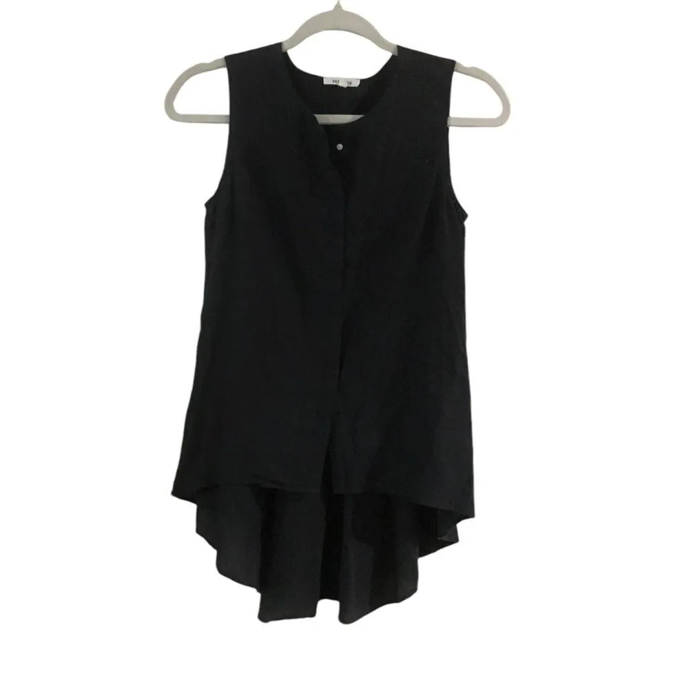 Felicite Black Sleeveless Button Down Blouse Size 2 - Image 5