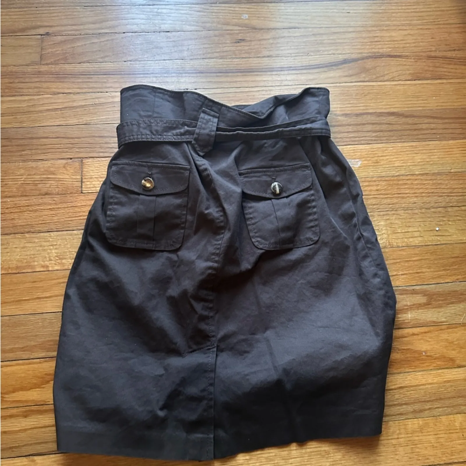 Ann Taylor Brown Paperbag Waist Belted Skirt – Size 6 - Image 10