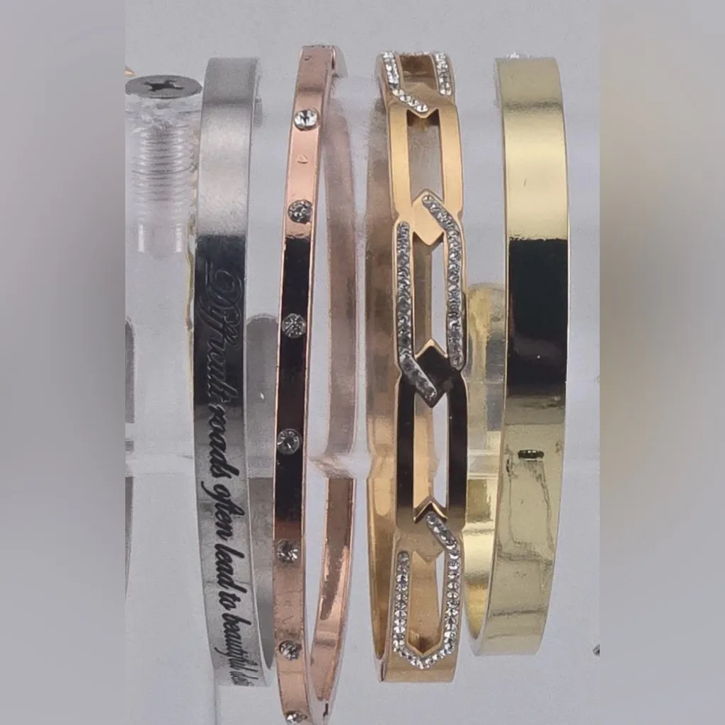 Inspirational Cuff Bracelets Lot Of 4 Gold - Image 2