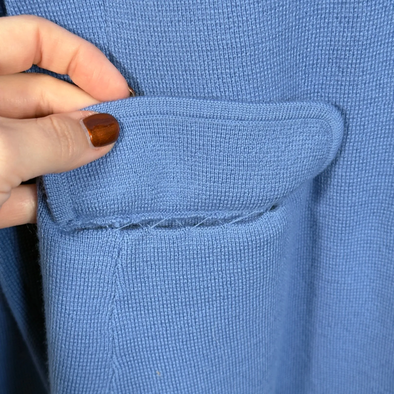 Talbots 100% Merino Wool Sweater Blazer Periwinkle Blue Crest Button Jacket S - Image 7