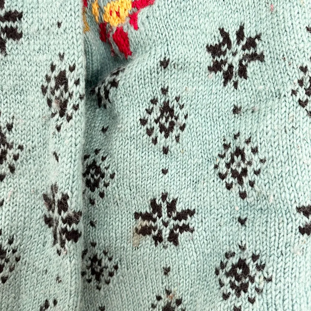 Motif hand knitted in Nepal cardigan size small 100% wool Aztec colorful Blue - Image 2