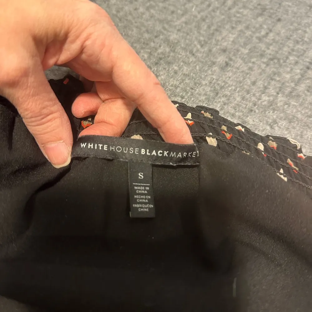 Diamond Print Chiffon Dress Sz Small Black Long Sleeve - Image 7