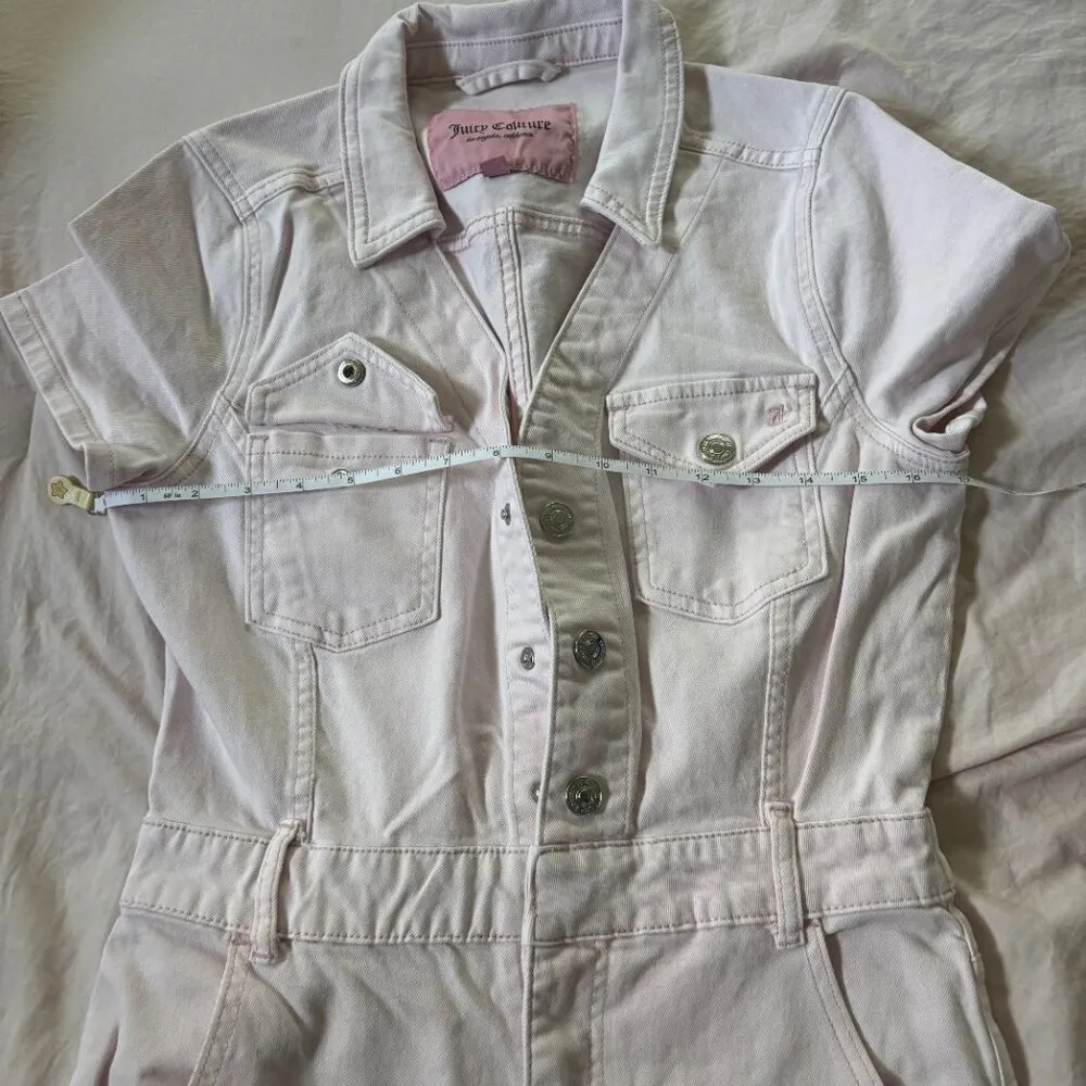 NWOT Juicy Couture Utility Jumpsuit Pink Marshmallow Denim Small - Image 6