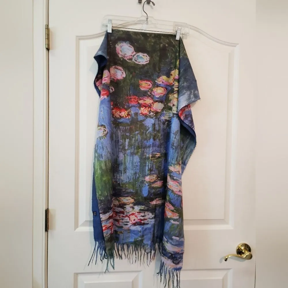Water Lily Print Wrap/Scarf Blue - Image 3