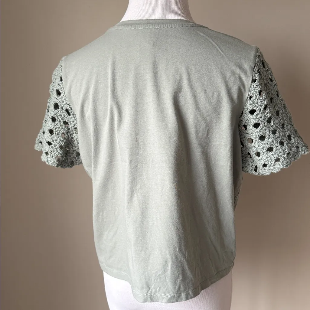 Joie Mixed Media Top With Crochet Sleeves - Image 4