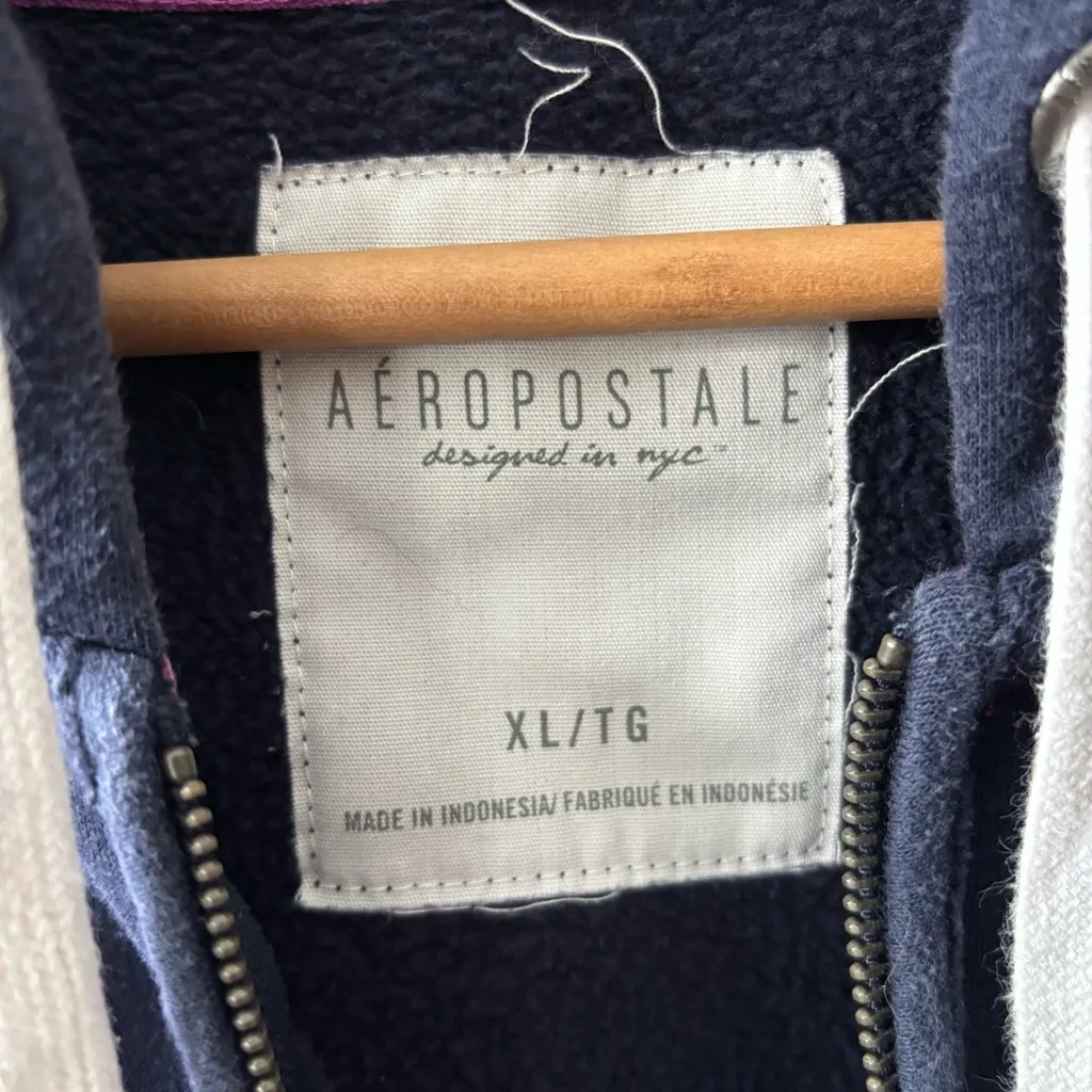 Aeropostale Navy Zip Up Hoodie - Image 3