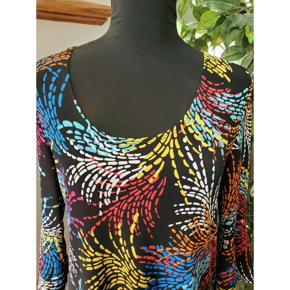 Slinky Brand Women Multicolor Polyester Scoop Neck Long Sleeve Casual Shirt PS - Image 5