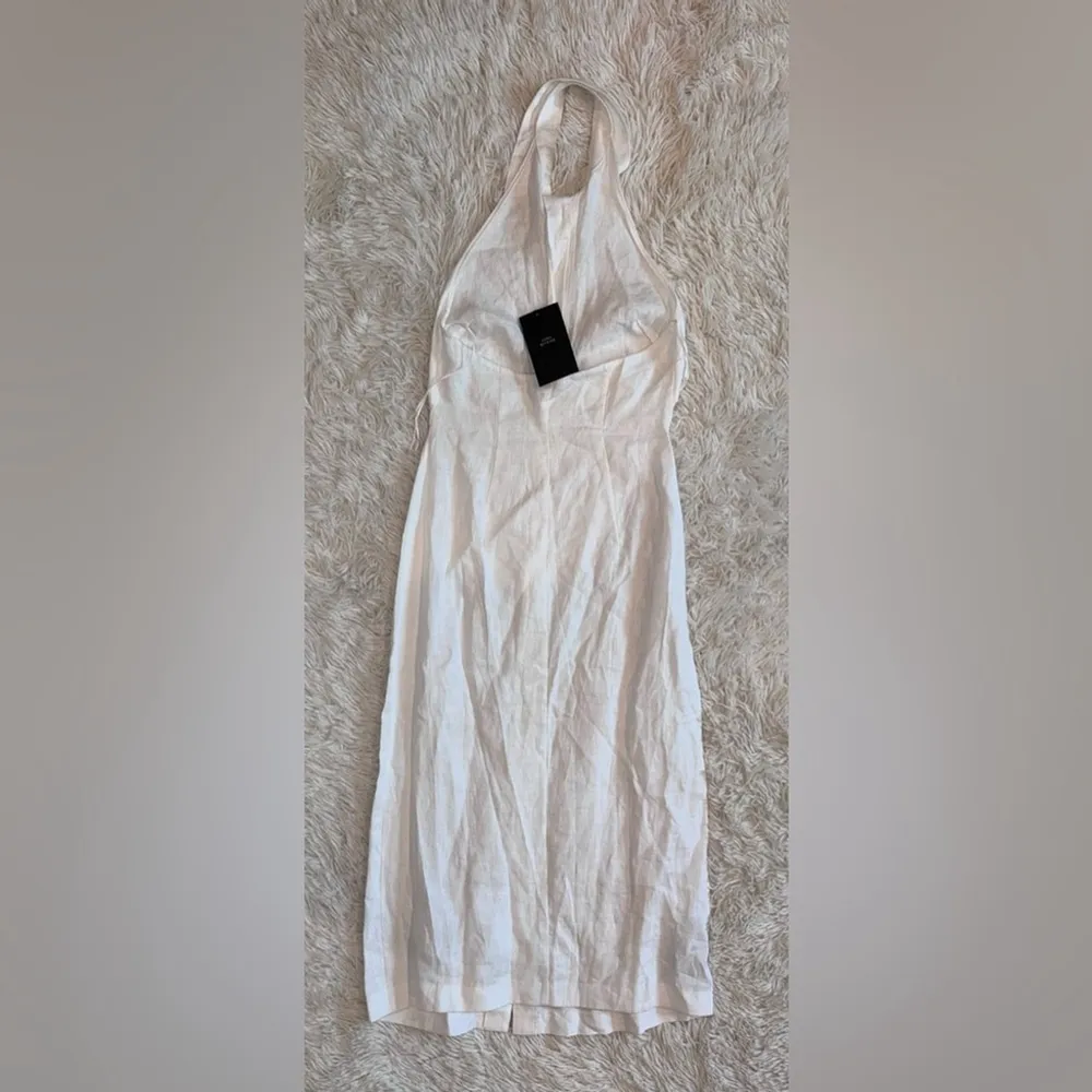 NWOT Mango white Linen shirt-collar Button Down Midi Casual dress sz 2 - Image 6