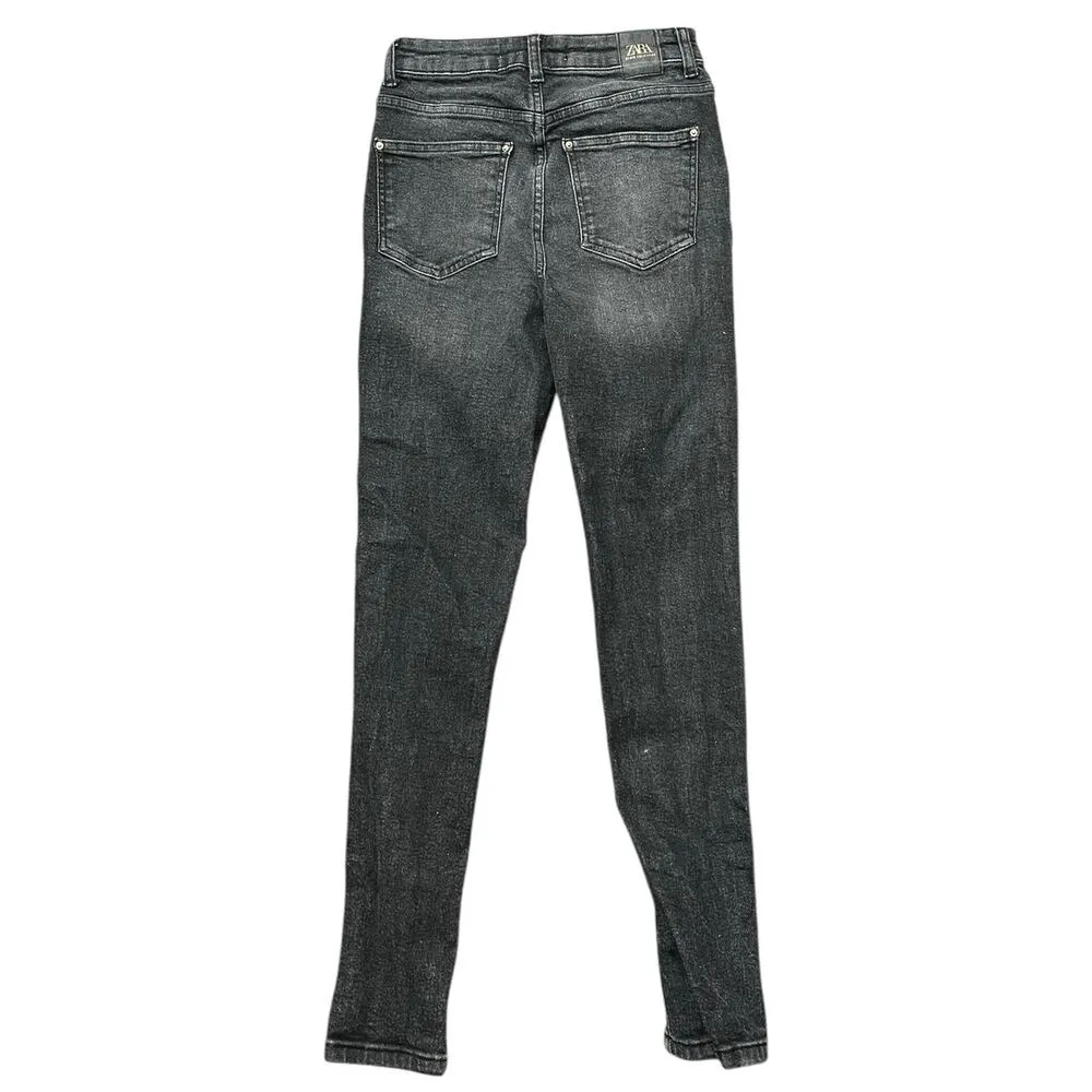 Zara Women's Black Skinny Slim Fit High Waist Stretch Denim Jeans Pants Size 4 - Image 2