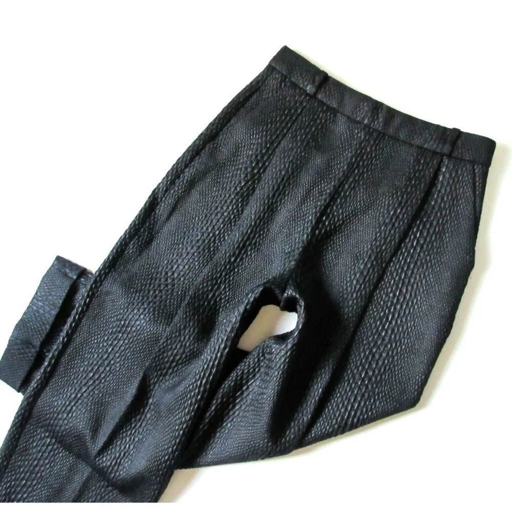 NWT J Brand Asawa in Black Textured Snakeskin Brocade Crop Trouser Pants 2 $550 - Image 3