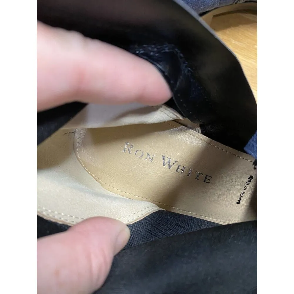 Ron White Ankle Chelsea Boots Womens 8 Blue Suede Side Zip Block Heel Formal S39 - Image 6