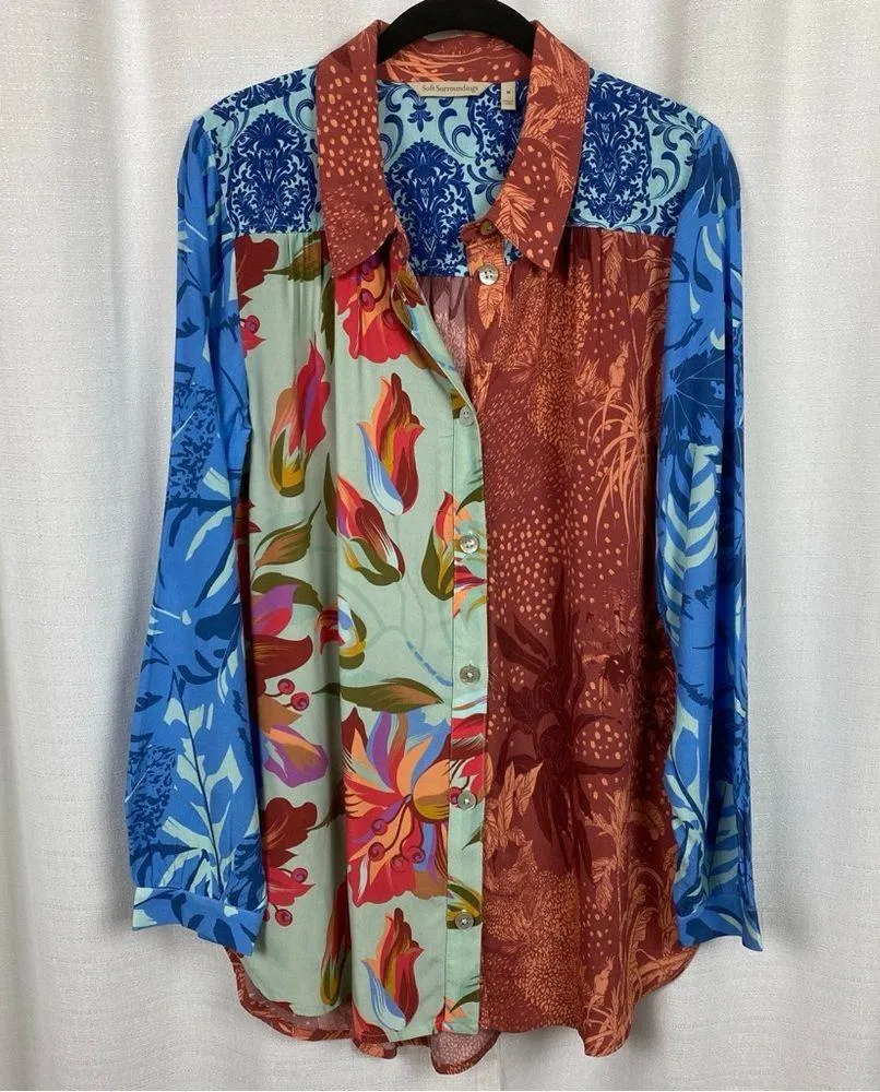Soft Surroundings Floral Hermosa Tunic Blouse Sz.M - Image 4