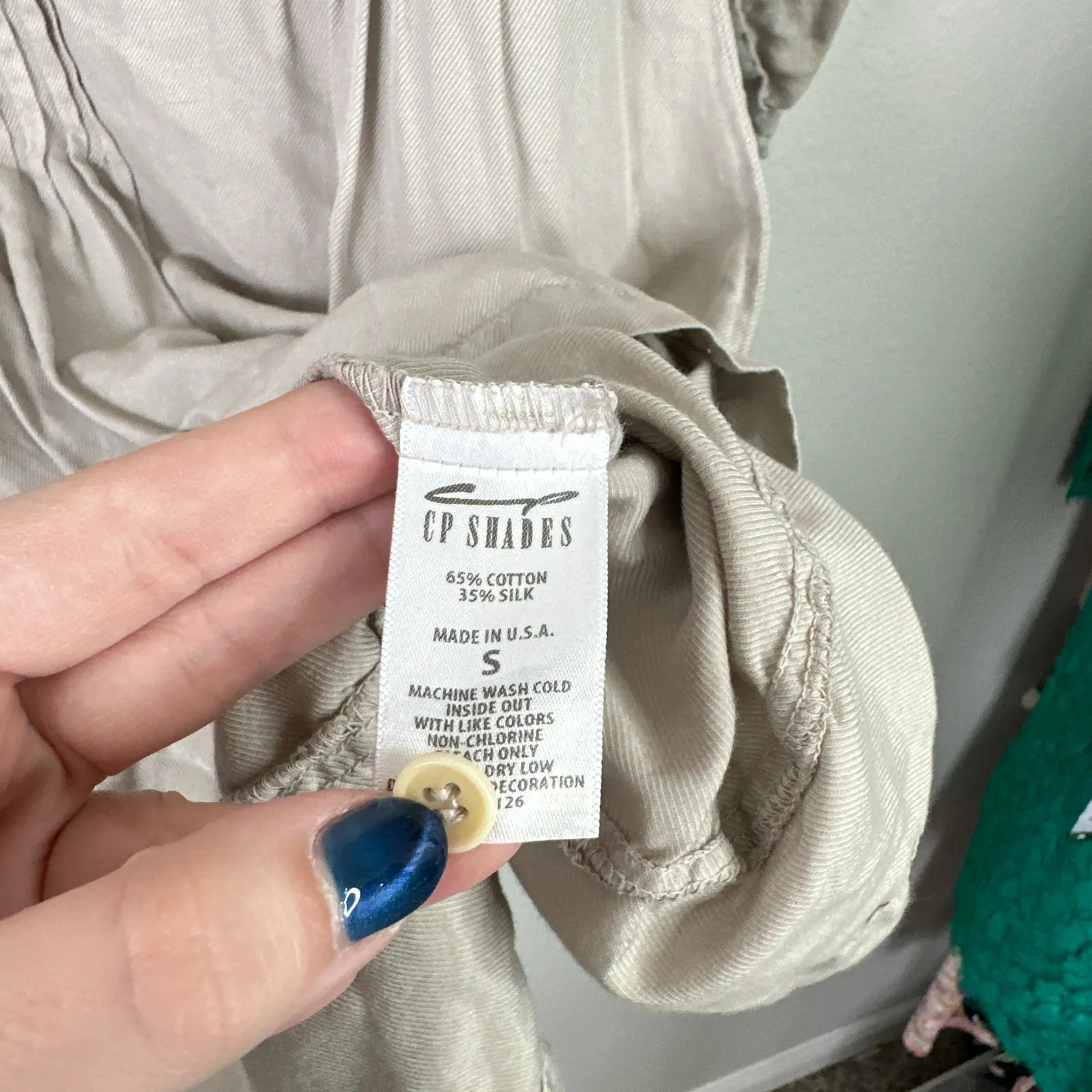 CP SHADES Regina Tunic Top Light Gray Size Small Cotton Silk Lagenlook Natural - Image 5