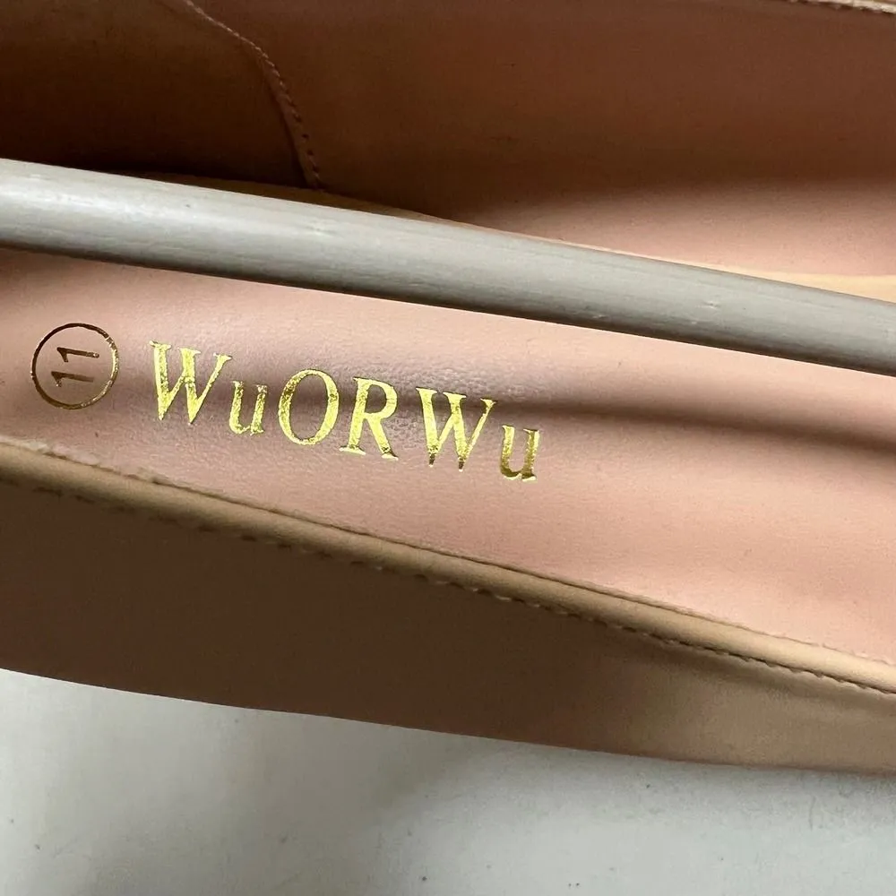 WuORWu Beige Round Toe Pumps Women's Dress‎ Shoes Size 11 SEE DESCRIPTION Tan - Image 6