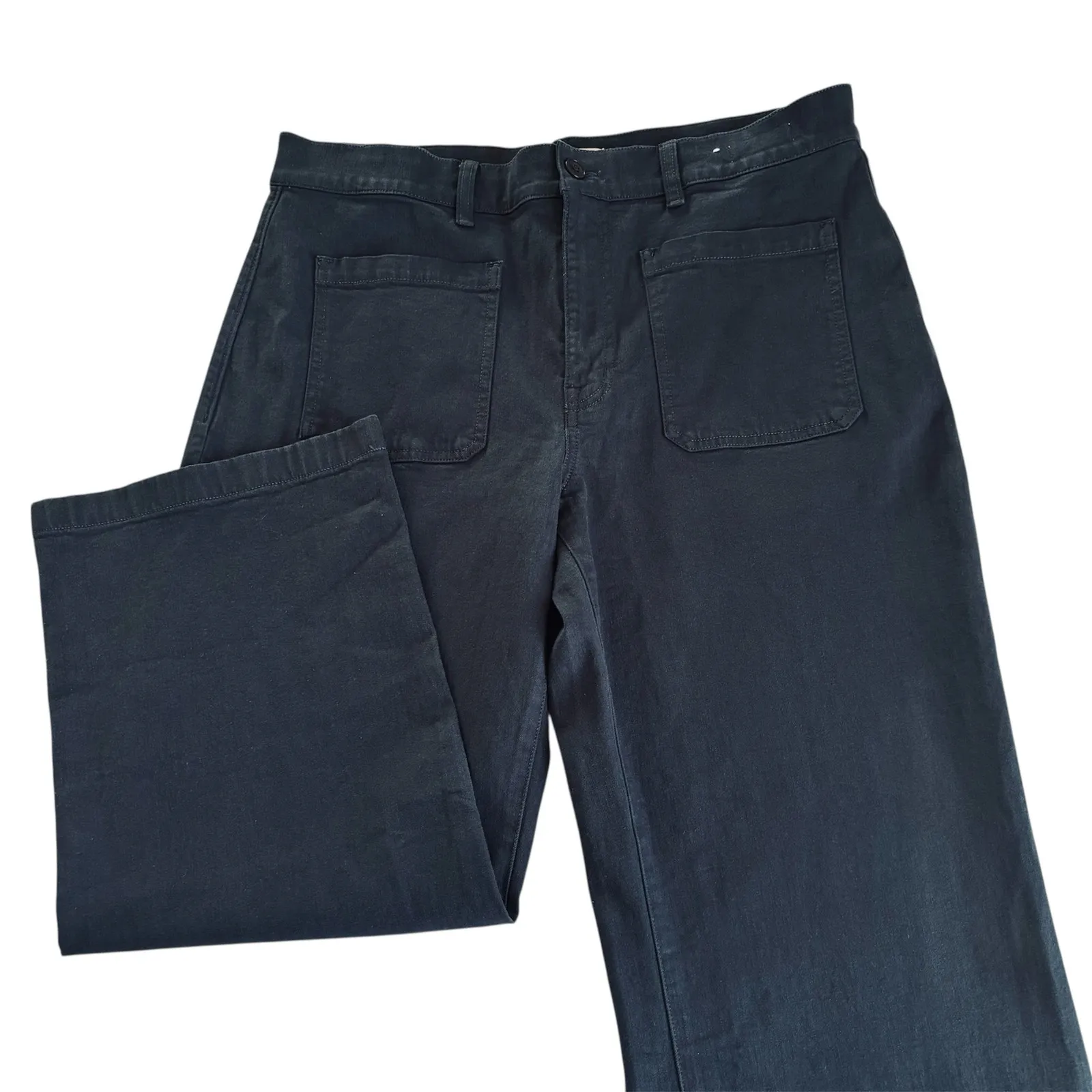 Madewell Emmett Wide Leg Jeans Comfort Stretch Classic Navy Size Petite 31 NWT - Image 2