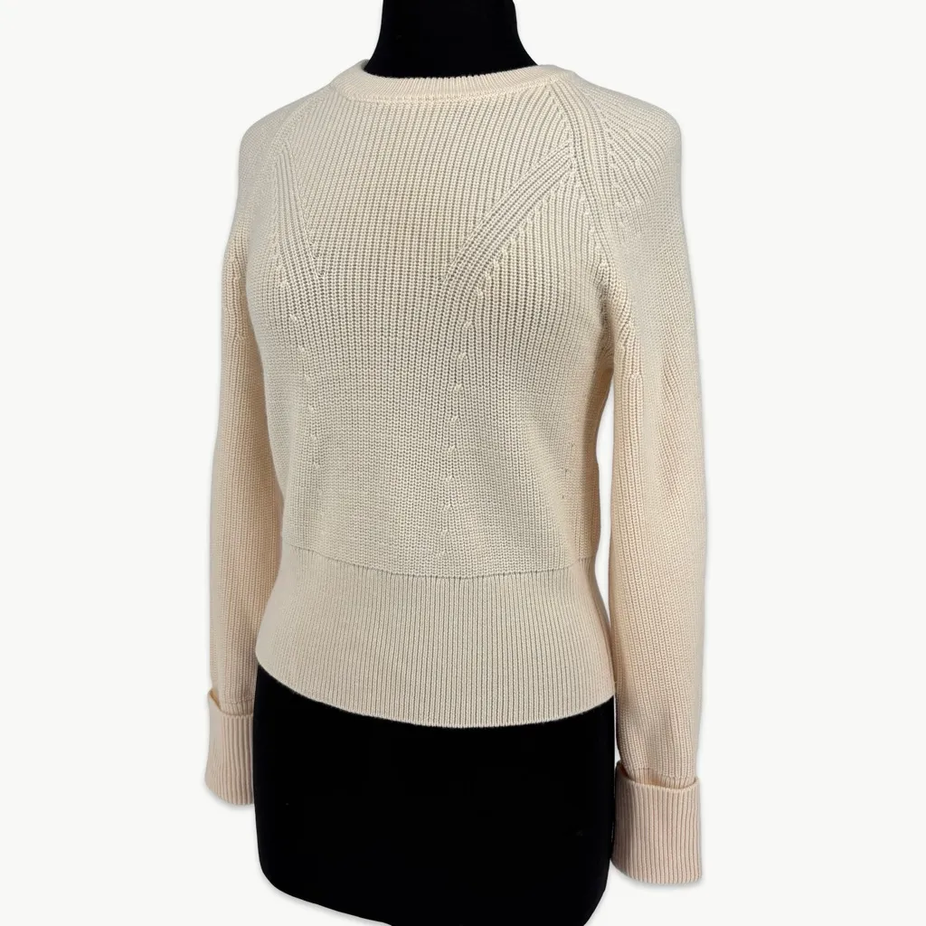 NWT Banana Republic Merino Wool Crewneck Knit Cuffed Sleeve Sweater | XS | Ivory - Image 12