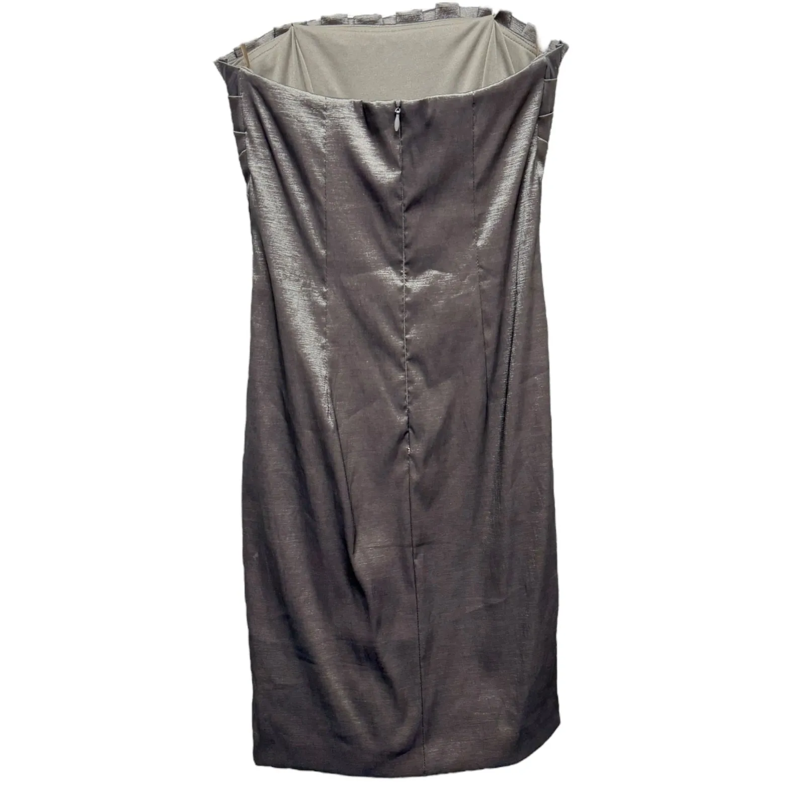 Cache Metallic Bronze Bodycon Strapless Ruched Party‎ Club Cocktail Dress Sz 2 - Image 2