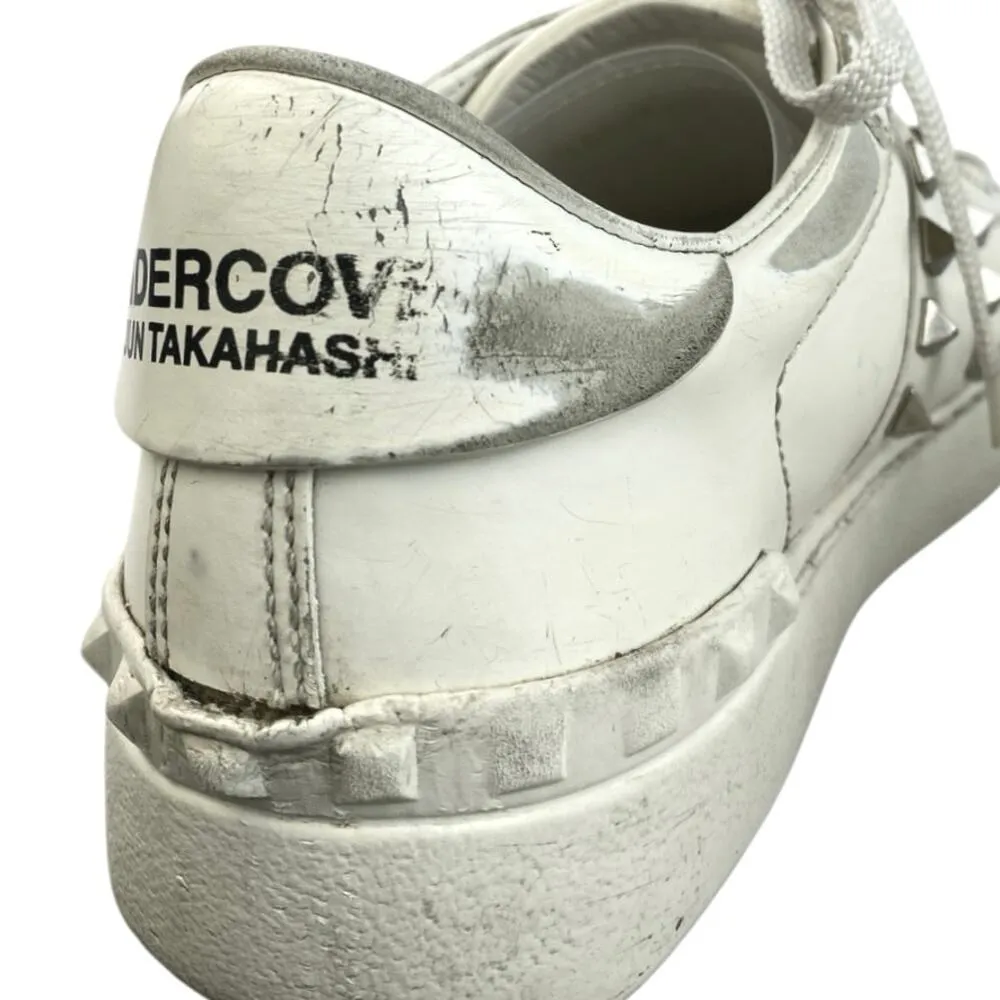 Valentino Garavani Rockstud Women's White Lace Up Low Top Leather Sneakers Sz 9 - Image 7