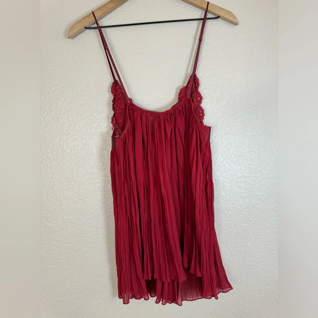 Vintage 90’s 2000’s Victoria’s Secret Chemise Sheer Burgundy with Lace & Bow L - Image 10