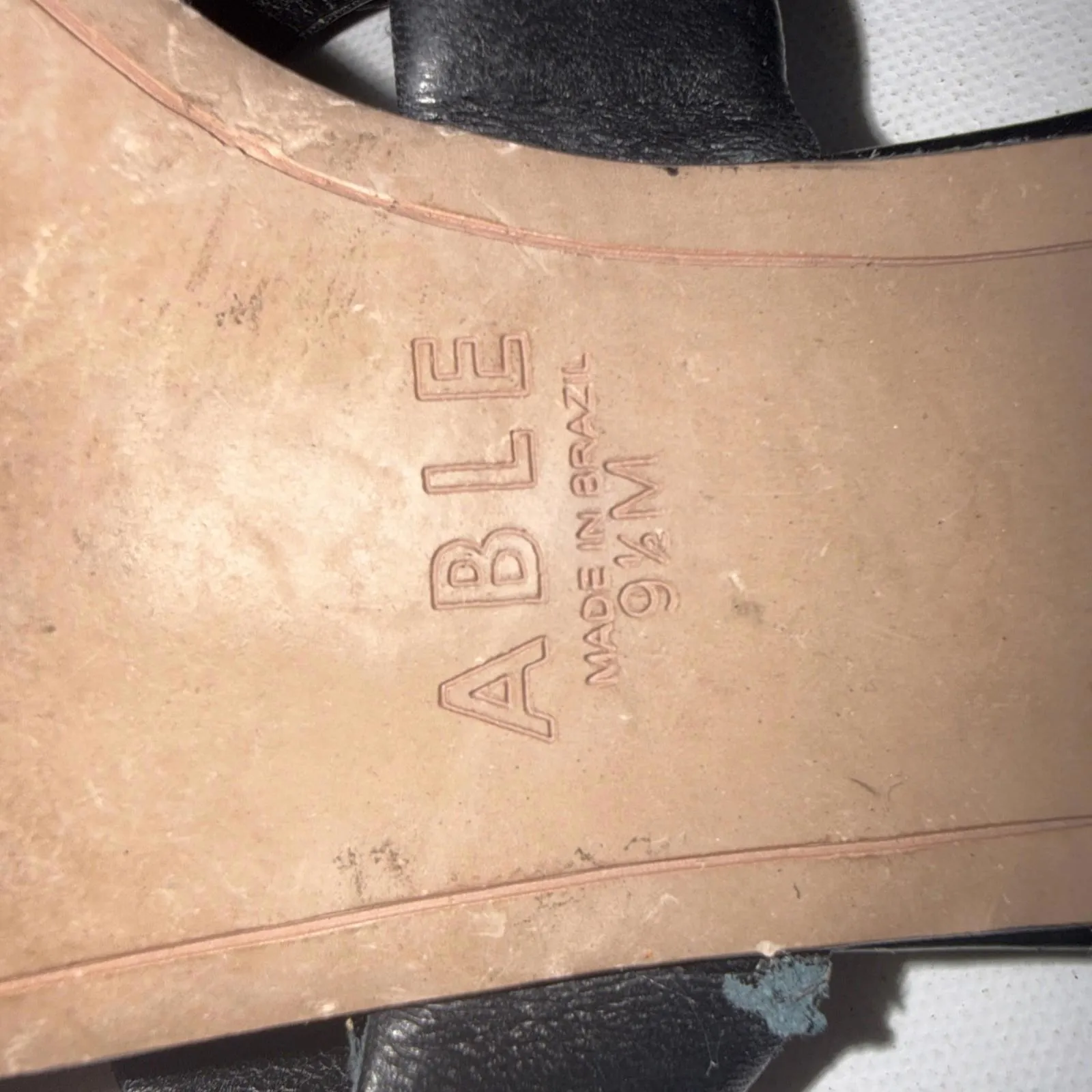 Able Black Leather Old Money Minimalist Pointed Toe Slides Mules Size 9.5 - Image 8