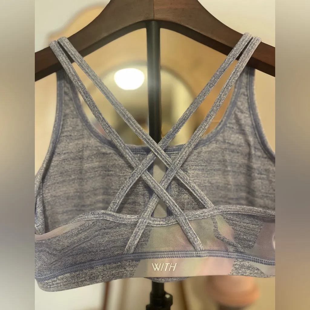 Peloton WITH Women's Strappy Sports Bra - Blue and Pink Logo Mesh Sz M - Image 5