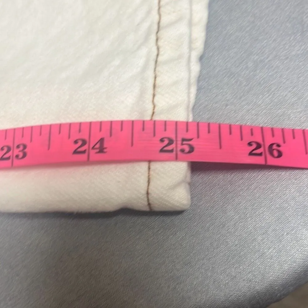 Frame Size 31" Le Italien Wide Leg Cropped Denim Pants Jeans White 100% Cotton - Image 13