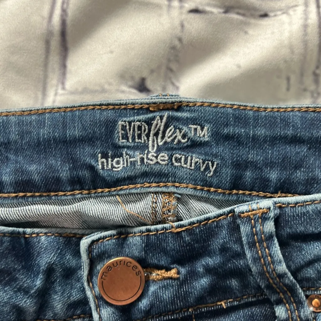 Maurices High Rise Curvy Straight Jeans Dark Wash Women’s 11/12 Everflex Stretch - Image 14