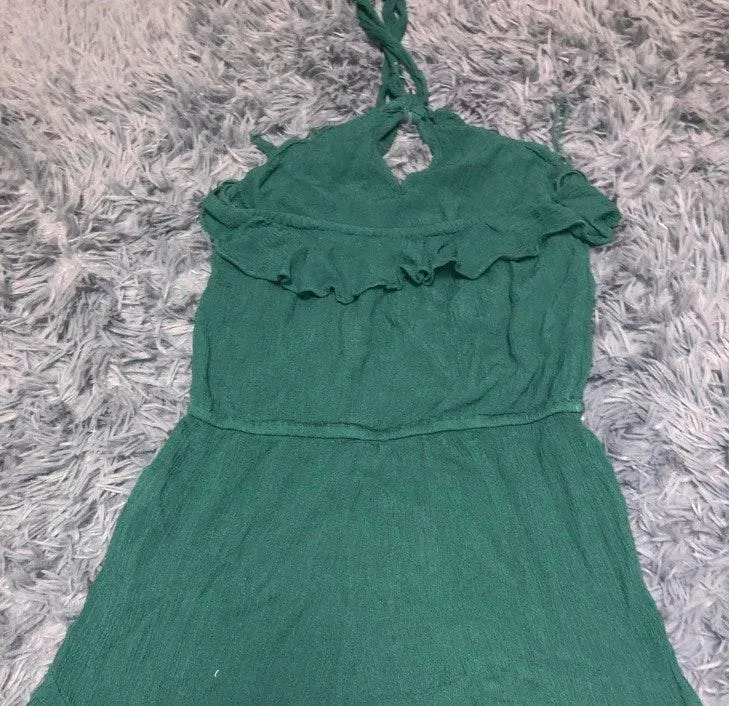 teal halter romper with keyhole cutout - Image 3