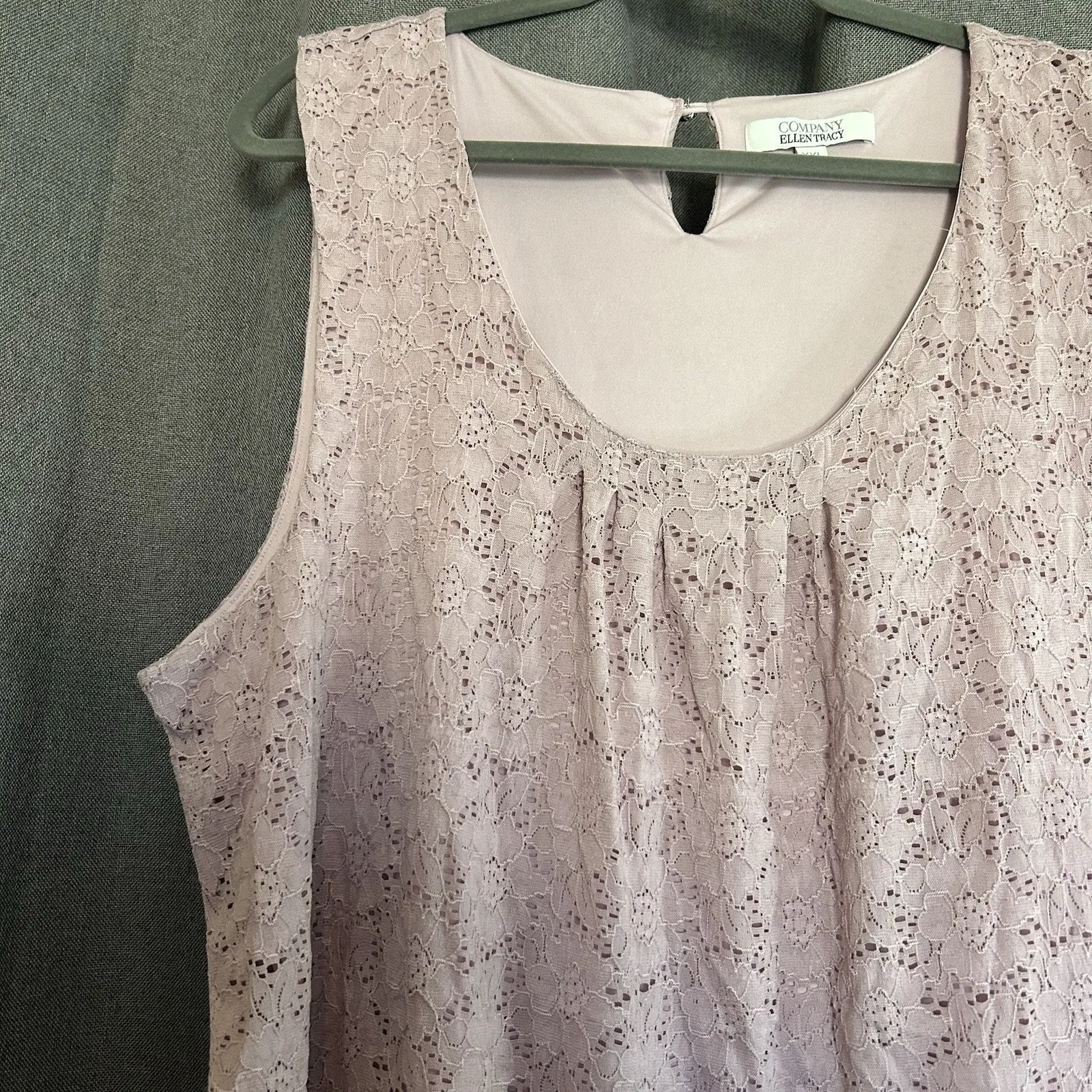 Company Ellen Tracy Womens Sleeveless Shirt Blouse Dusty Pink‎ Lace Size XXL - Image 3