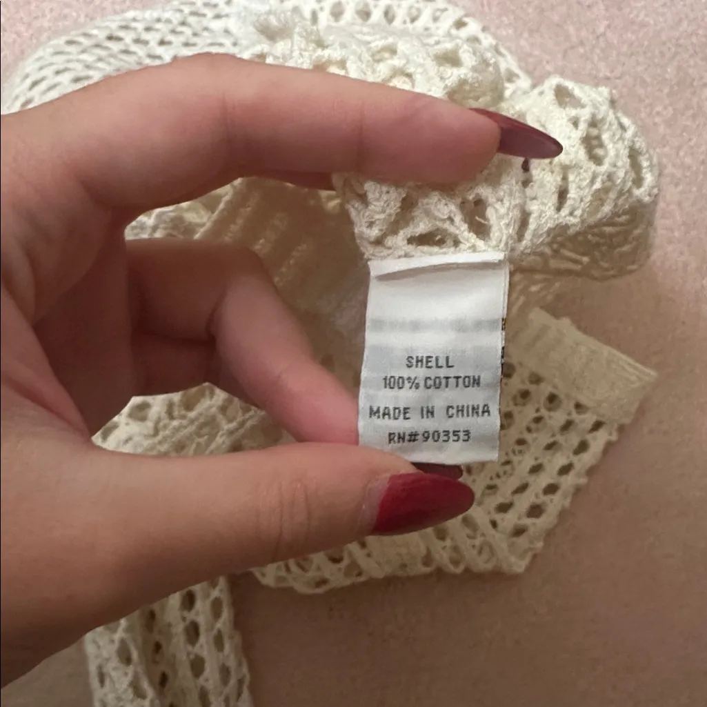 Rebellion Again Cream Colored Open Knit Sweater White - Image 6