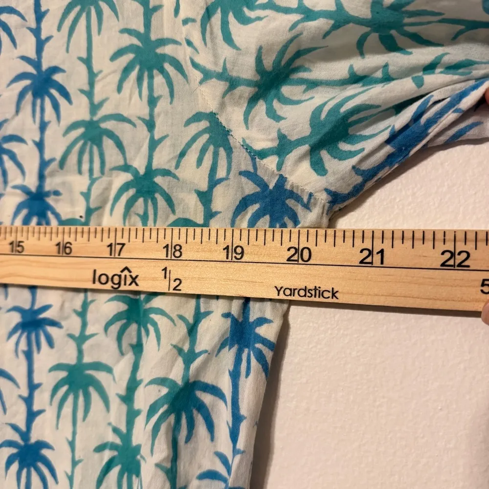 Roller Rabbit Tropical Tunic Size Small Coverup Palm Tree Beach Summer Top Blue - Image 7