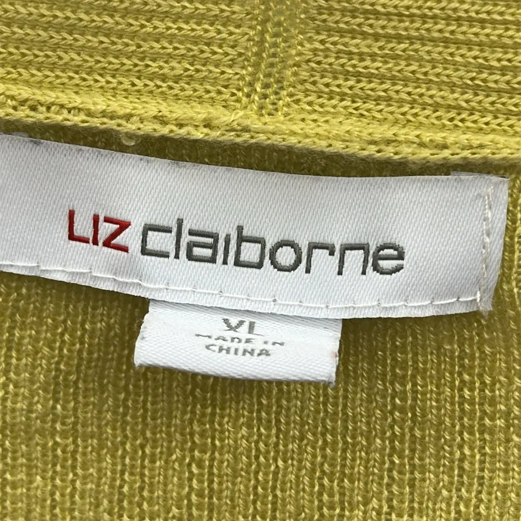 Liz Claiborne Butter Yellow Open Front Acrylic Rayon Blend Cardigan Womens XL - Image 9