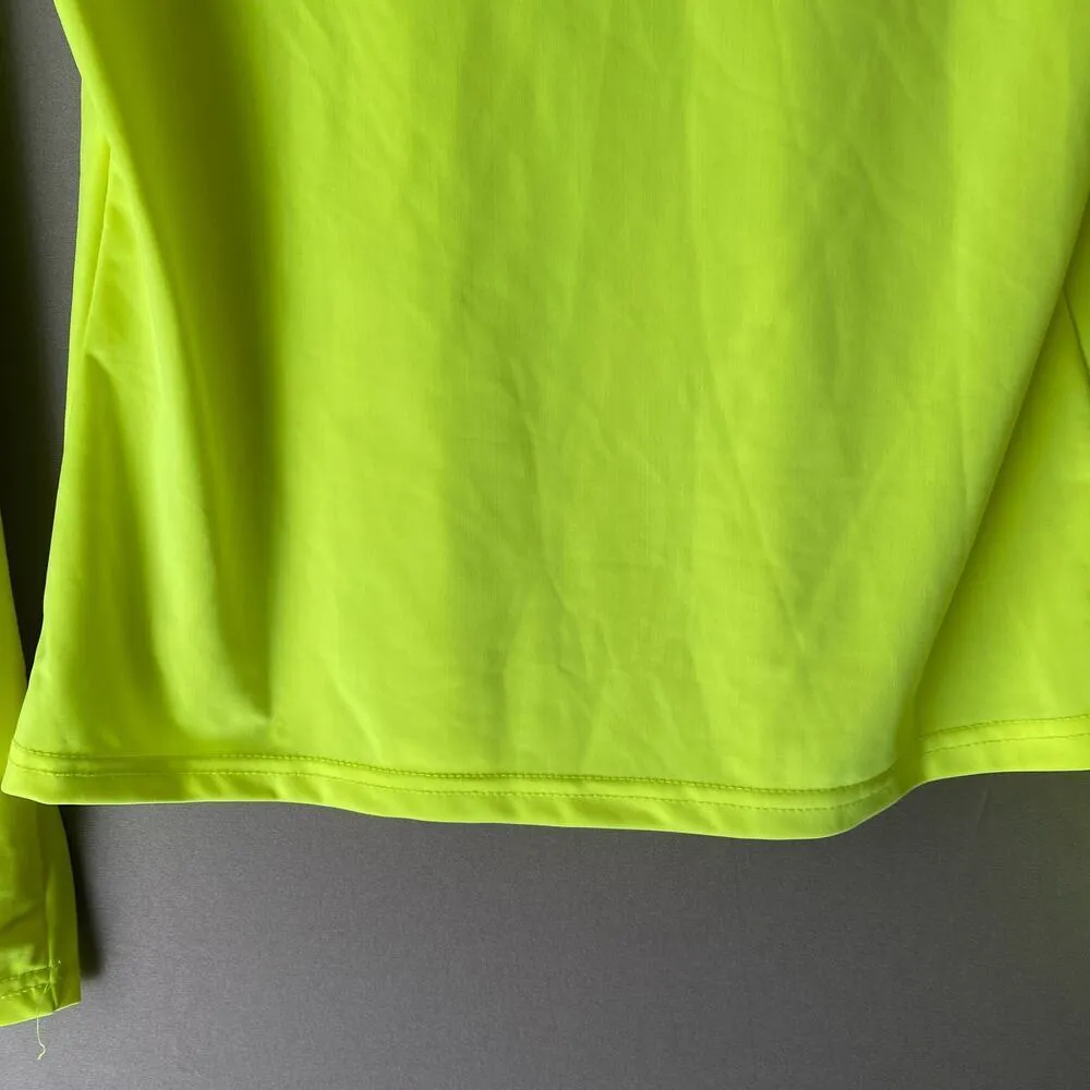 Bebe sz M yellow neon long sleeve spell out compression‎ top - Image 7
