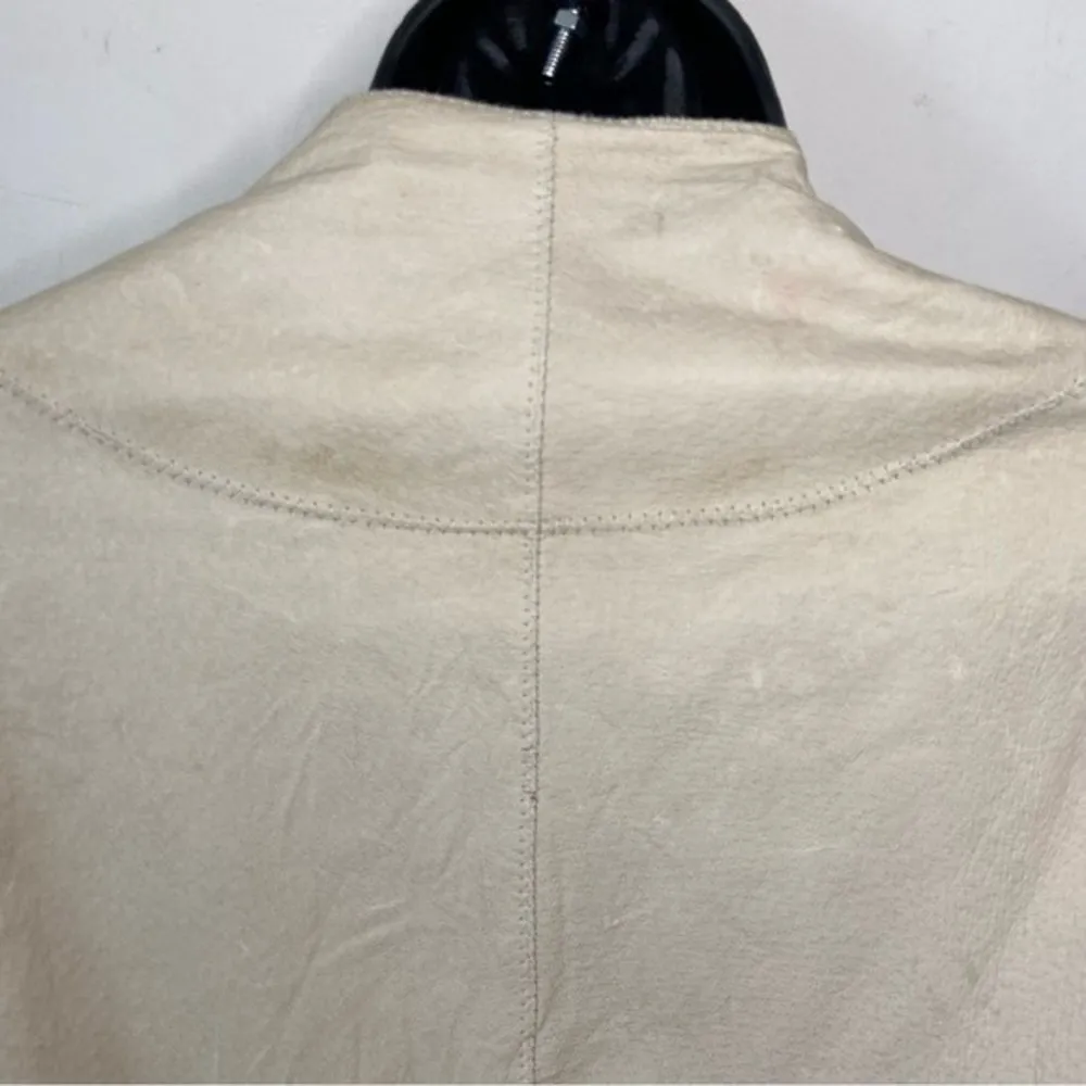 Anthropologie Illia  Tan Napa Leather Moto Jacket Medium - Image 8